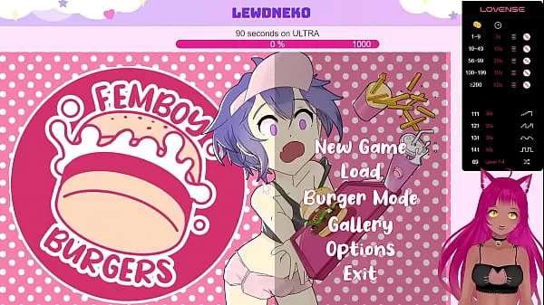 HD VTuber LewdNeko Plays Femboy Burgers sürücü Tüpü